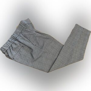 EUC LOFT SZ XSP Black/white Glen plaid pull on, pleated trouser/waist 27”-30”